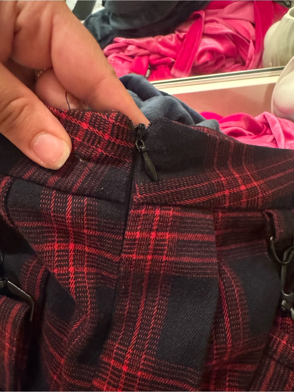 Chou Yatou Red & Black Plaid Skirt with Strap Details - Picture 5 of 5